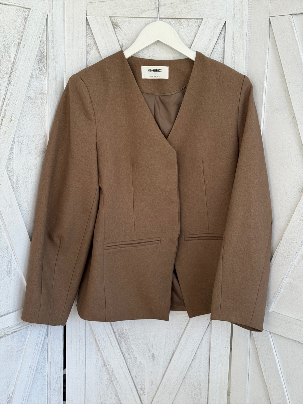 4th and Reckless Brown V-Neck Structured Blazer
